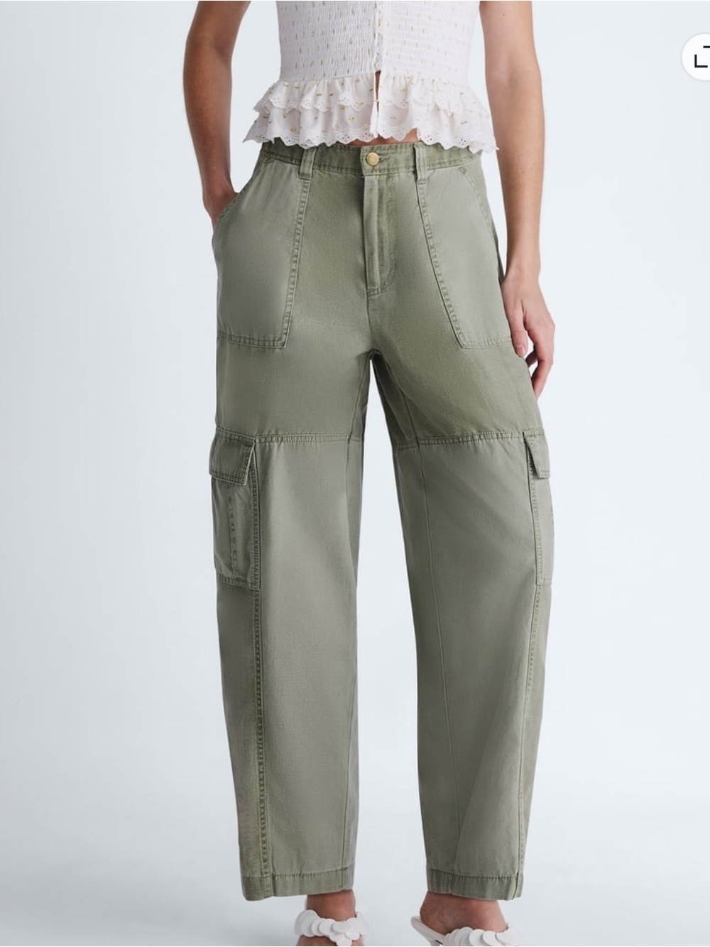 Scoop Olive Cargo Wide-Leg Pants, Size 8, NWT